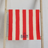 Le Bain Coral Red Striped Hand Towel