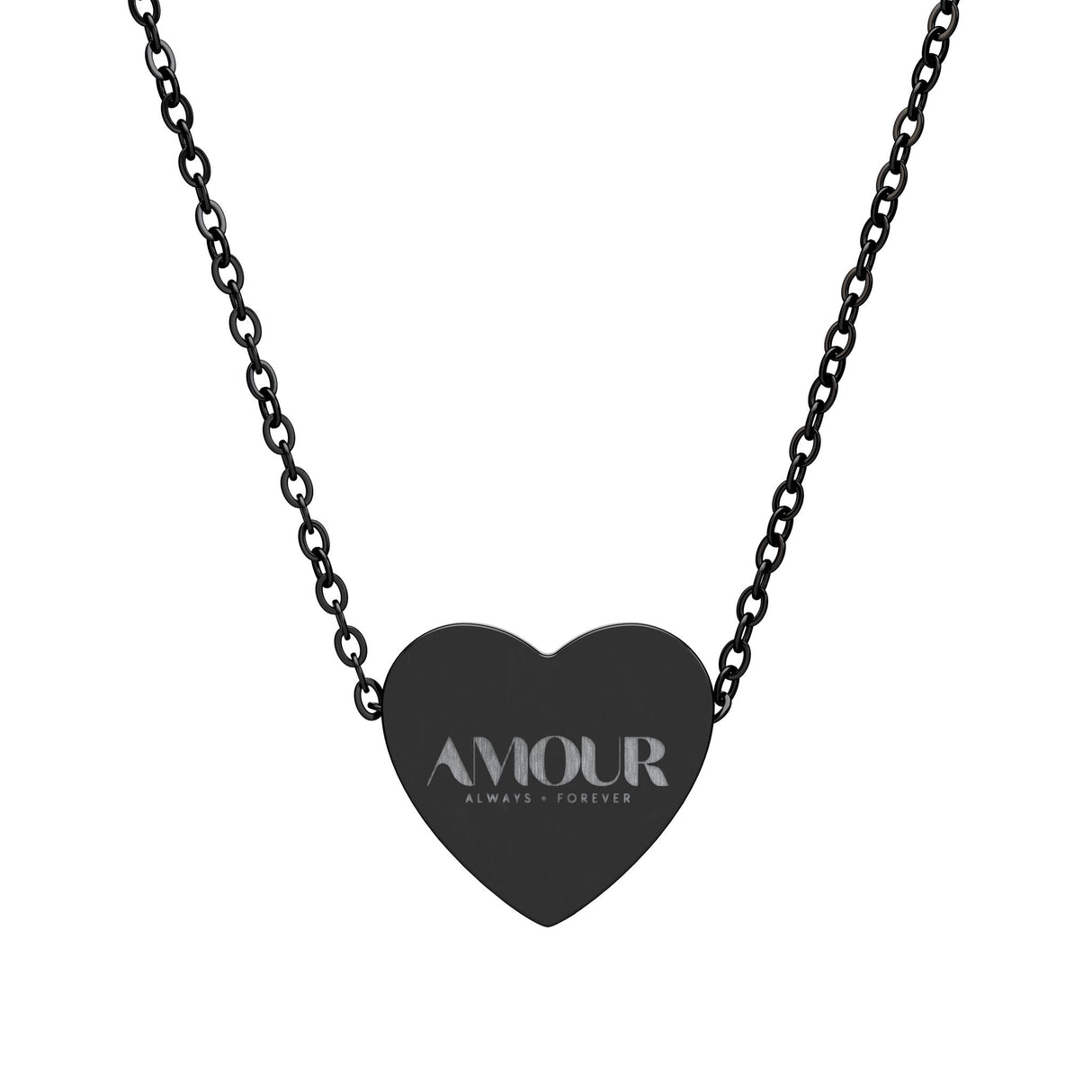 Engraved Heart AMOUR Necklace