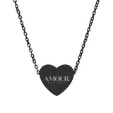 Engraved Heart AMOUR Necklace
