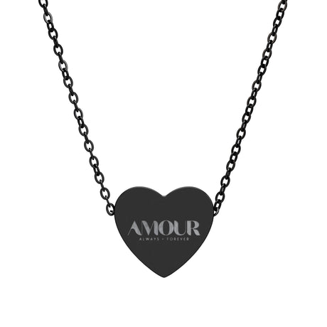 Engraved Heart AMOUR Necklace