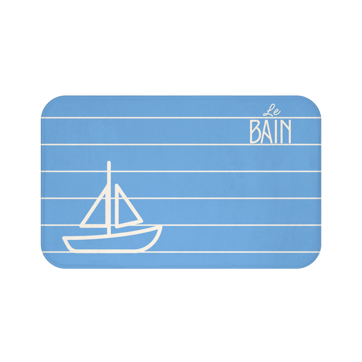 Nautical Baby Blue “Le Bain” Bath Mat