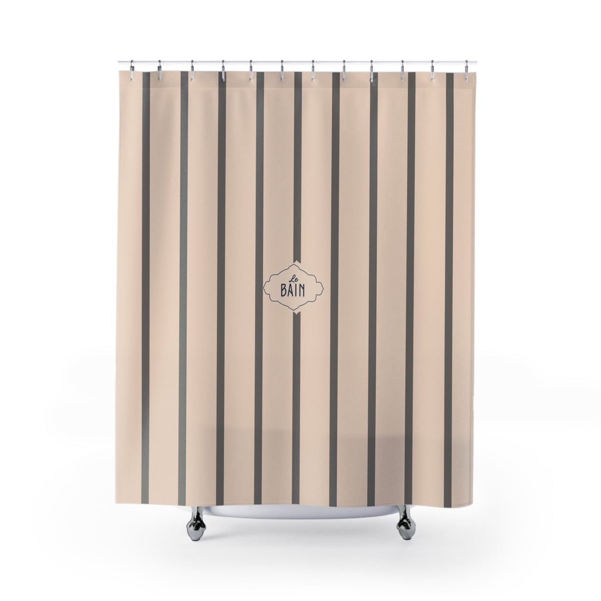 Shower Curtain — Grey Striped French 'Le Bain' Bathroom Decor