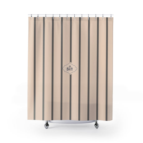 Shower Curtain — Grey Striped French 'Le Bain' Bathroom Decor