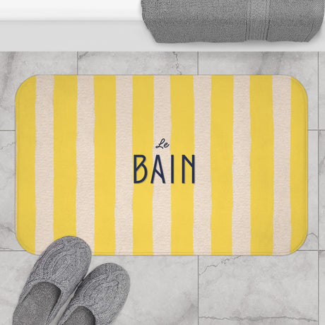 Le Bain Yellow Stripe Bath Mat — French Bathroom Floor Rug