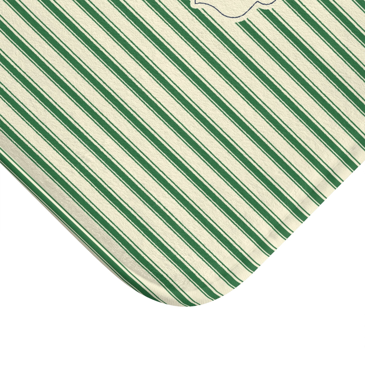 Bonjour GREEN Stripe Bath Mat — Vintage French Bathroom Rug