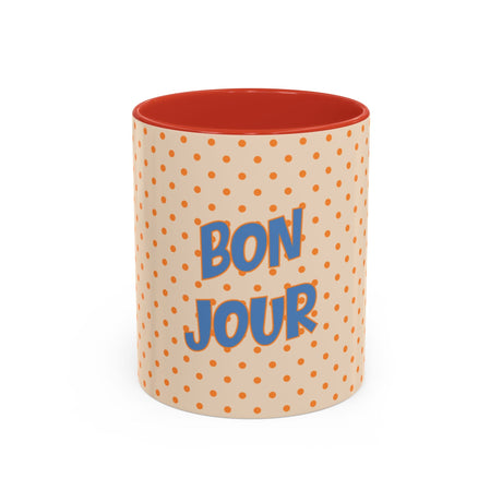 Bonjour Polka Dot Coffee Mug