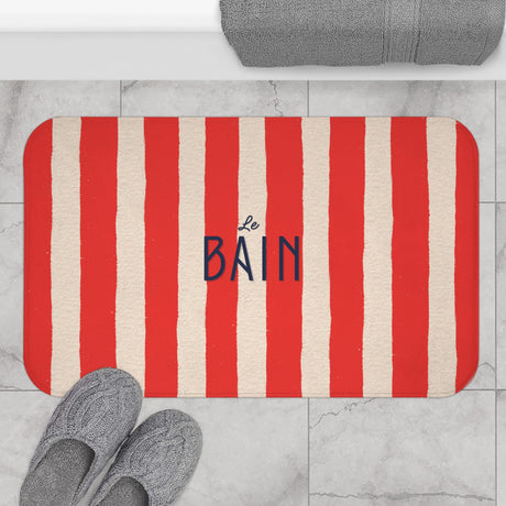 Le Bain Red Striped Bath Mat