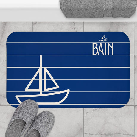 Nautical Blue “Le Bain” Bath Mat