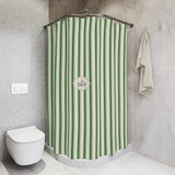 Le Bain Green Striped  Shower Curtain | Vintage French Bathroom