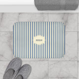 Bonjour French blue Stripe Bath Mat