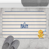 Rubber Duck Bath Mat – Cute 'Le Bain' Striped Bathroom Rug for Kids & Nursery