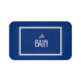 Le Bain Sea Blue Bath Mat — French Bathroom Rug with Modern Border