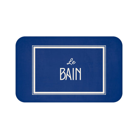 Le Bain Sea Blue Bath Mat — French Bathroom Rug with Modern Border