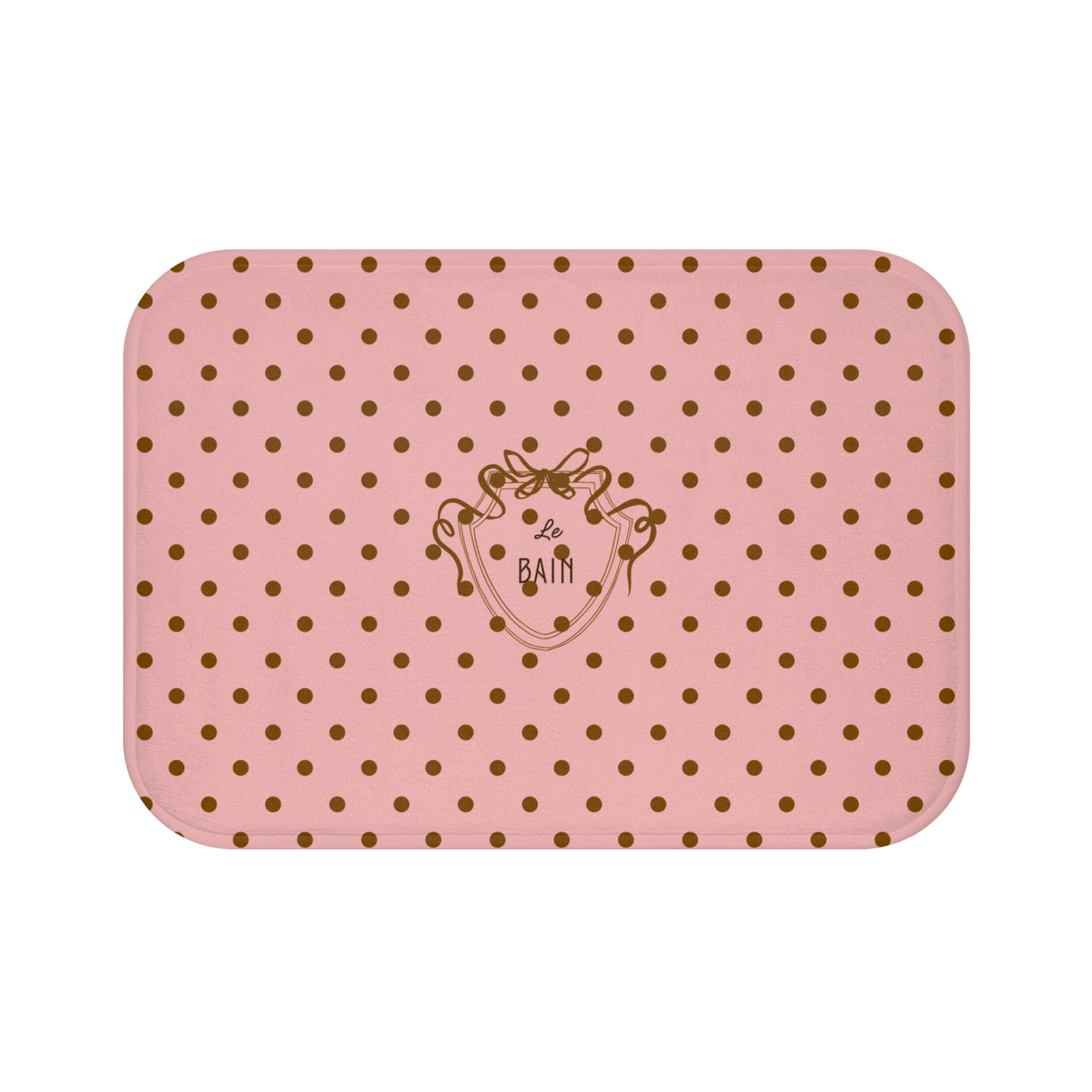 Polka Dot "Le Bain" Bath Mat — Pink & Brown Bathroom Rug