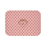 Polka Dot "Le Bain" Bath Mat — Pink & Brown Bathroom Rug