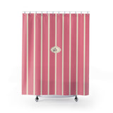Shower Curtain — Pink Striped French 'Le Bain' Bathroom Decor