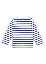 Saint James MINQUIERS KIDS - Authentic Breton Shirt for Kids in Soft Cotton (WHITE / ROYAL BLUE)