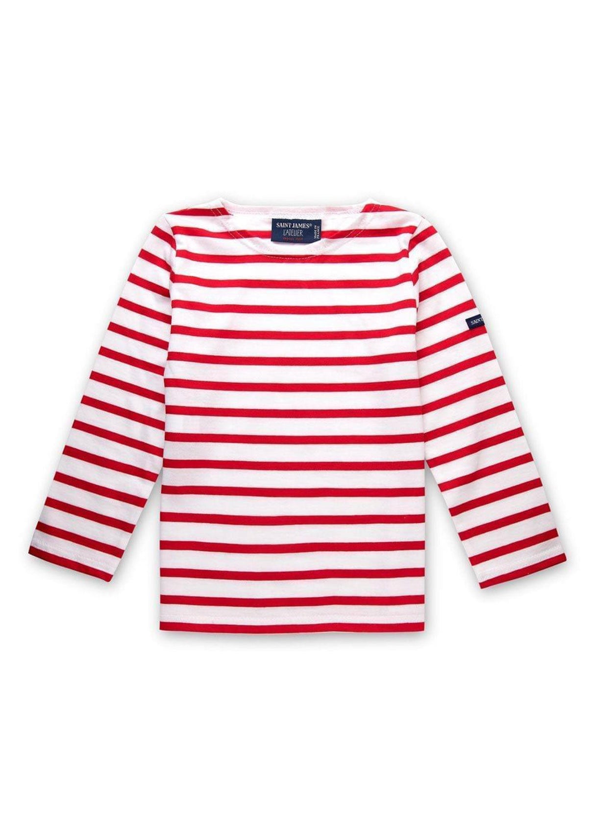 Saint James MINQUIERS KIDS - Authentic Breton Shirt for Kids in Soft Cotton (WHITE / RED)