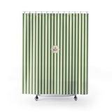 Le Bain Green Striped  Shower Curtain | Vintage French Bathroom