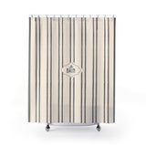 Shower Curtain — Grey Striped French 'Le Bain' Bathroom Decor