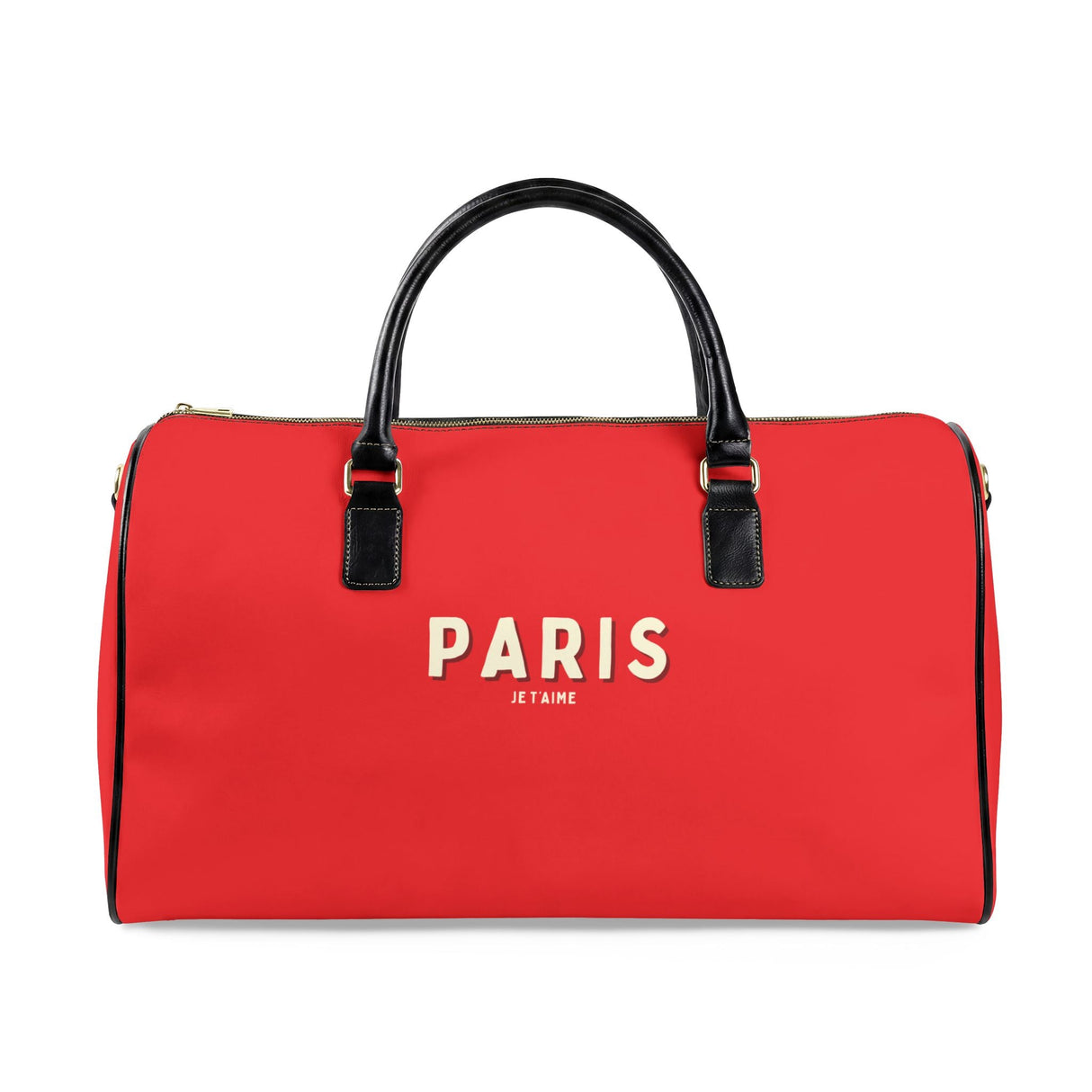 Paris Je T'aime Leather Weekender Bag — Red