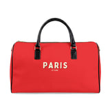 Paris Je T'aime Leather Weekender Bag — Red