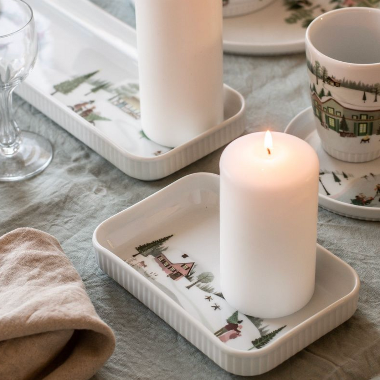 Pillivuyt Winter Decor Plisse Tapas 7 x 4.5", Set of 4