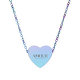 Engraved Heart AMOUR Necklace