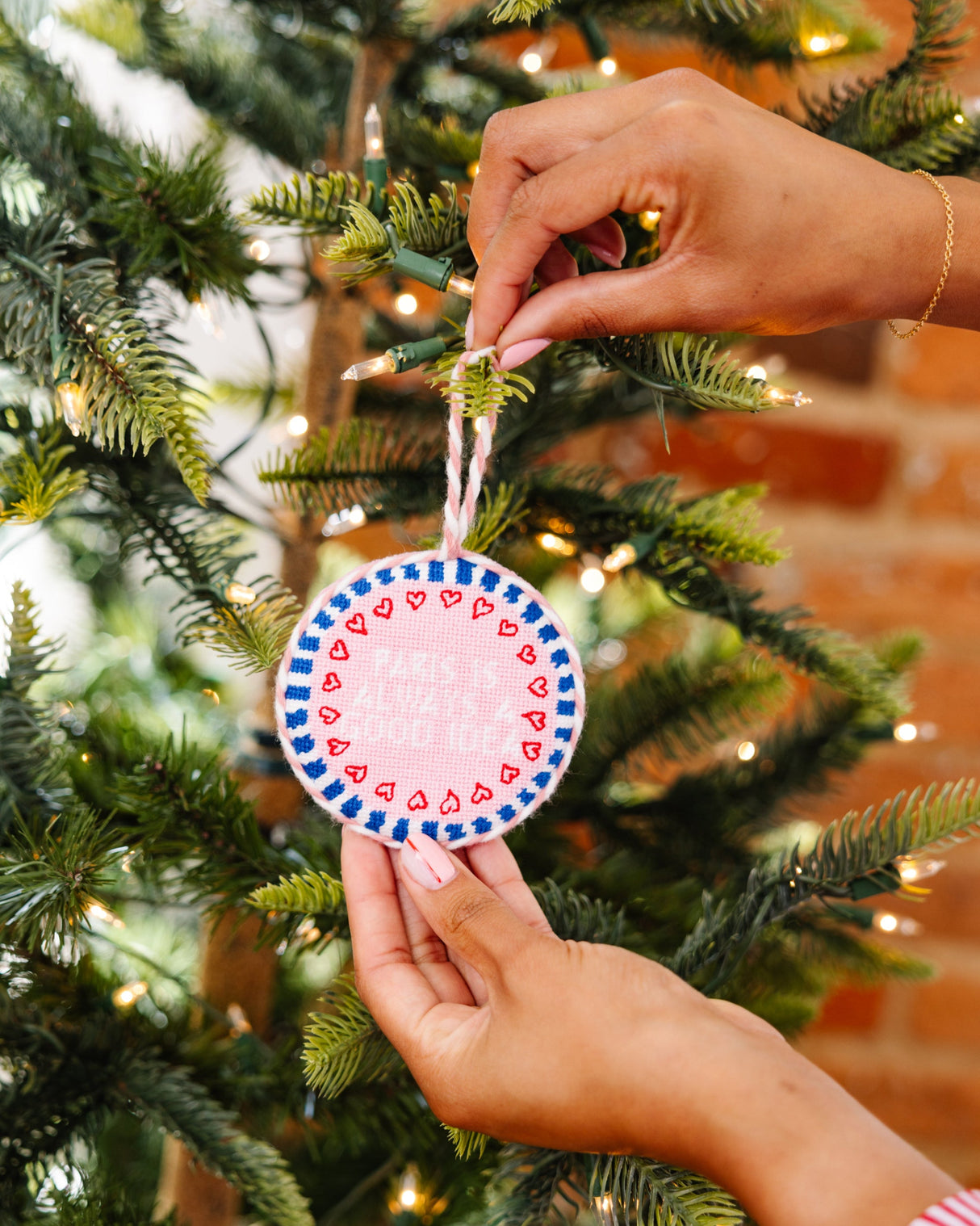 Needlepoint Ornament - Paris is always a good idea