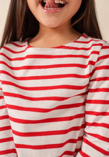 Saint James MINQUIERS KIDS - Authentic Breton Shirt for Kids in Soft Cotton (WHITE / RED)