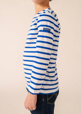Saint James MINQUIERS KIDS - Authentic Breton Shirt for Kids in Soft Cotton (WHITE / ROYAL BLUE)