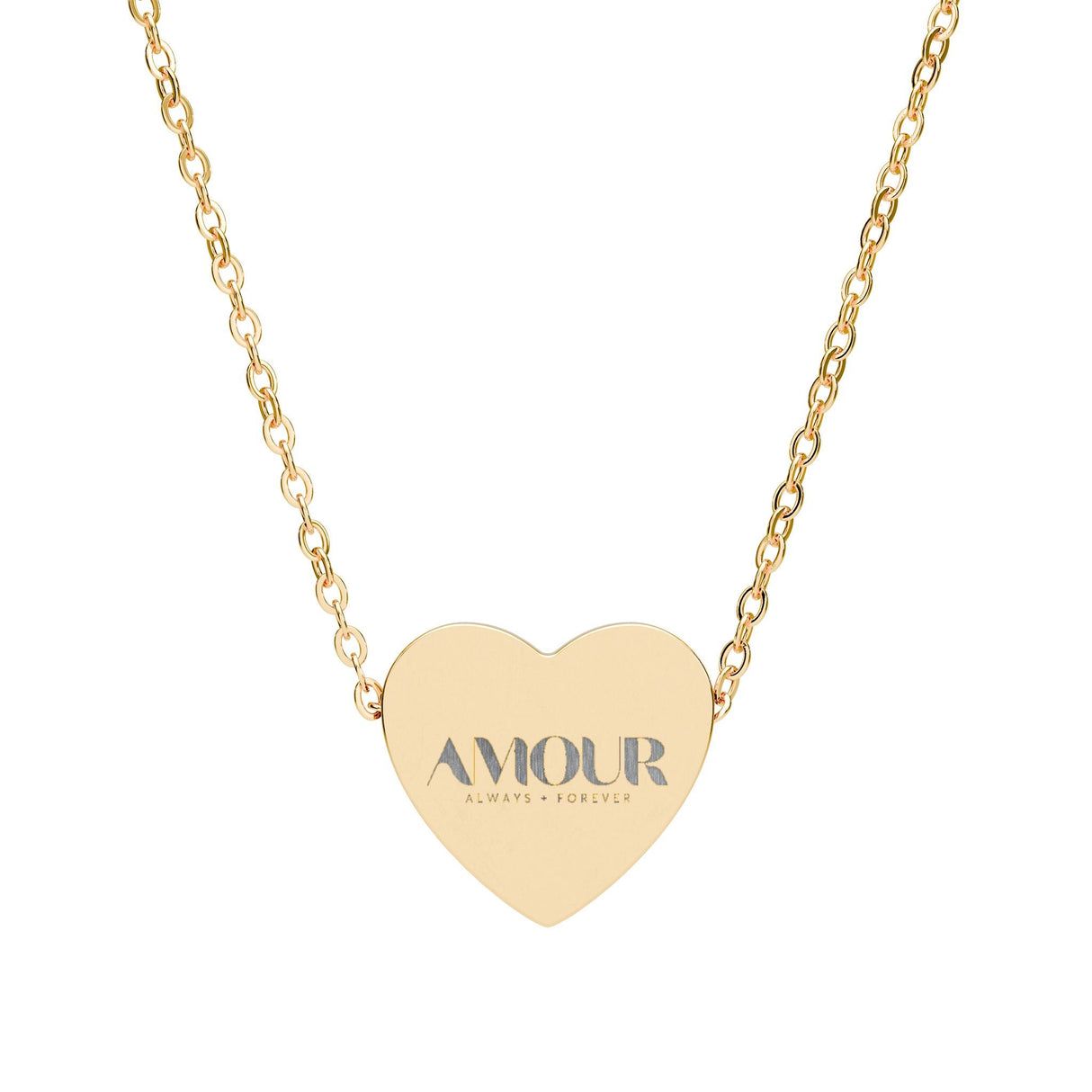 Engraved Heart AMOUR Necklace