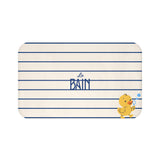 Rubber Duck Bath Mat – Cute 'Le Bain' Striped Bathroom Rug for Kids & Nursery