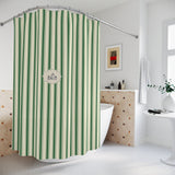Le Bain Green Striped  Shower Curtain | Vintage French Bathroom