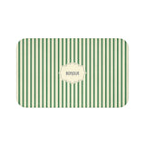 Bonjour GREEN Stripe Bath Mat — Vintage French Bathroom Rug