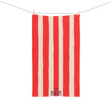 Le Bain Coral Red Striped Hand Towel