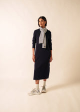 Saint James DUGUAY - Striped Scarf in Comfortable Wool Blend (IVORY / NAVY)