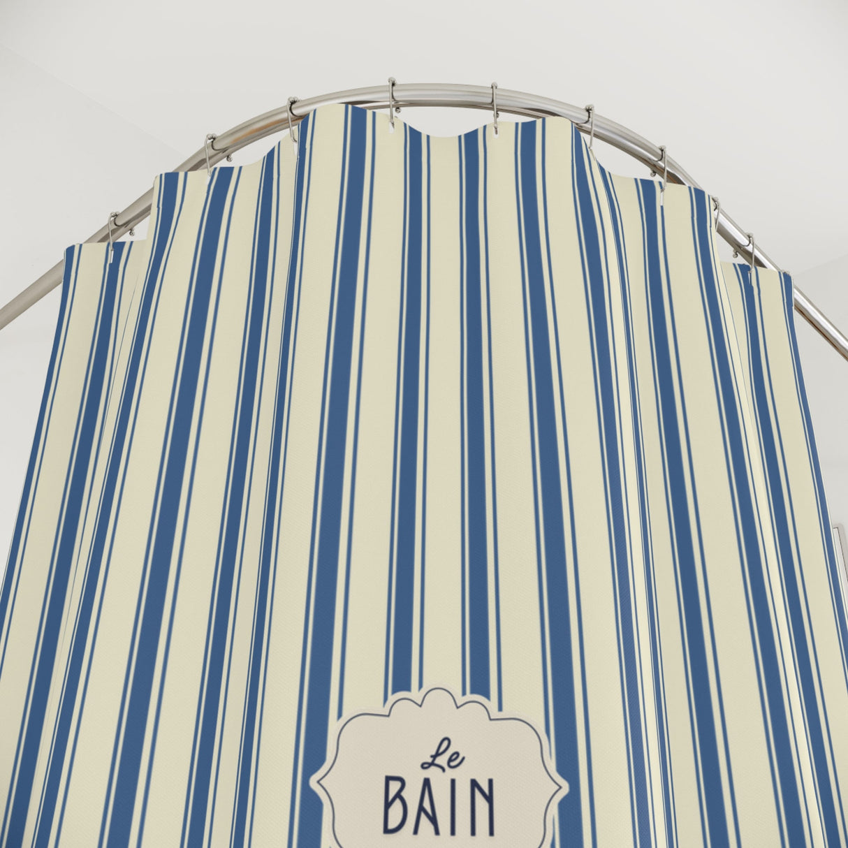 Le Bain Striped French Blue Shower Curtain | Nautical French Bathroom