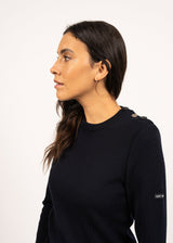 Saint James BREGANCON - Breton Sweater with Jacquard Elbow Patch for Women (NAVY)