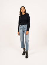 Saint James BREGANCON - Breton Sweater with Jacquard Elbow Patch for Women (NAVY)
