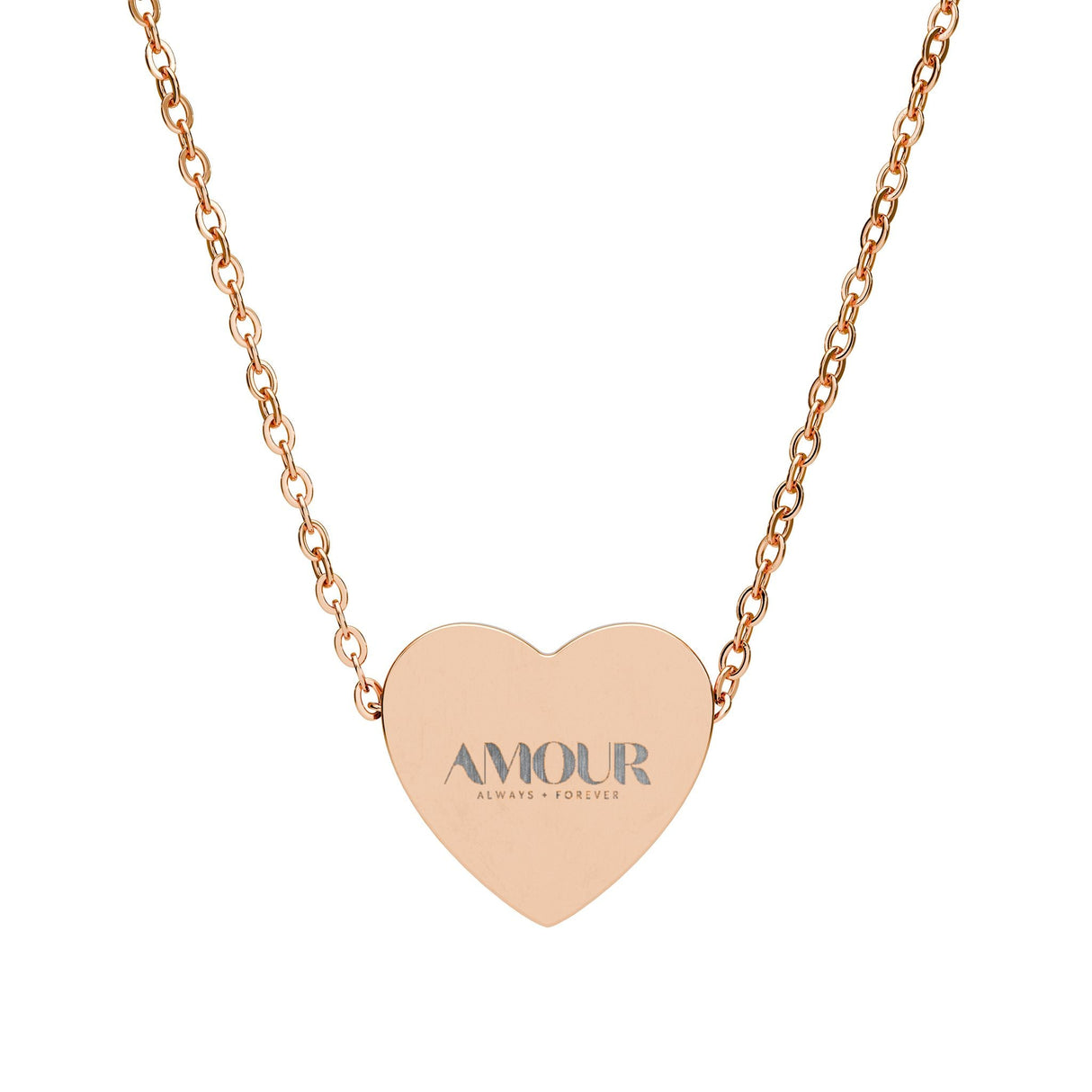 Engraved Heart AMOUR Necklace