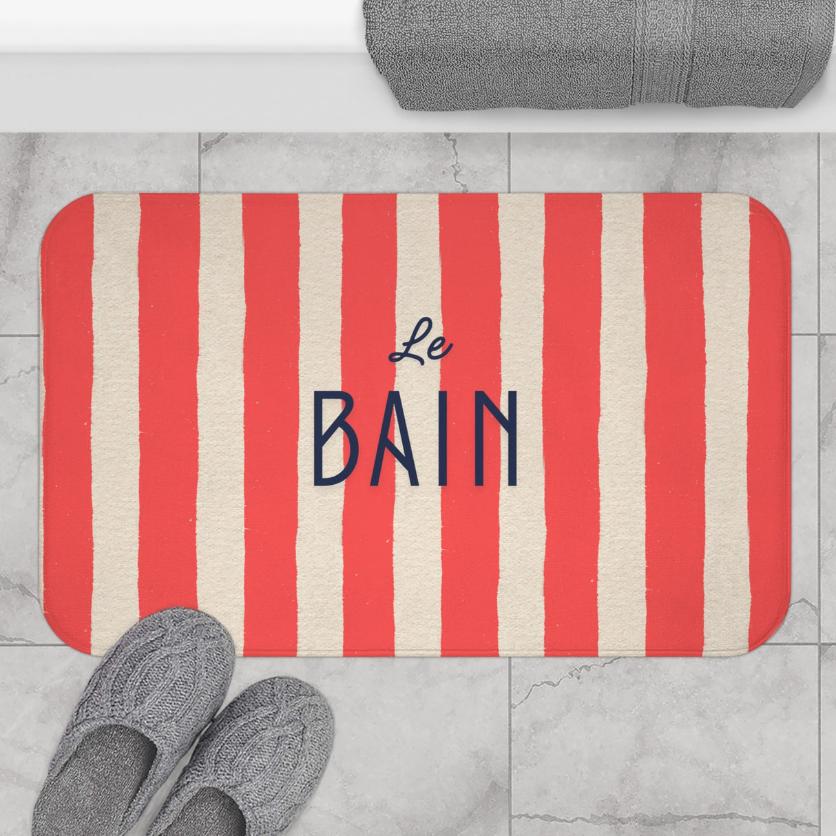 Le Bain Red Striped Bath Mat