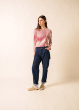 Saint James MERIDAME II - Authentic Breton Shirt | Heavyweight Cotton | Women Fit (ECRU / MAROON)