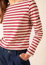 Saint James MERIDAME II - Authentic Breton Shirt | Heavyweight Cotton | Women Fit (ECRU / MAROON)