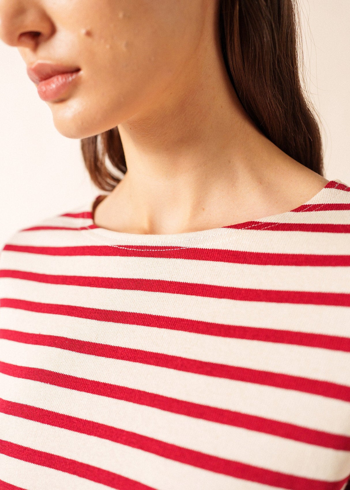 Saint James MERIDAME II - Authentic Breton Shirt | Heavyweight Cotton | Women Fit (ECRU / MAROON)