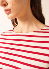 Saint James MERIDAME II - Authentic Breton Shirt | Heavyweight Cotton | Women Fit (ECRU / MAROON)
