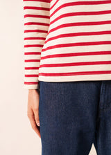 Saint James MERIDAME II - Authentic Breton Shirt | Heavyweight Cotton | Women Fit (ECRU / MAROON)