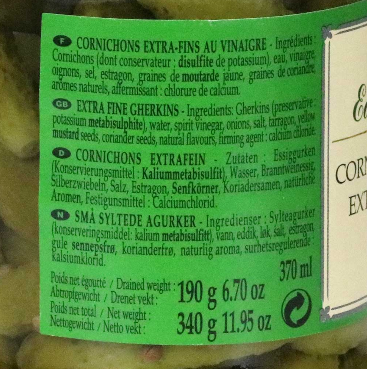 Edmund Fallot Cornichon Extra fine gherkins