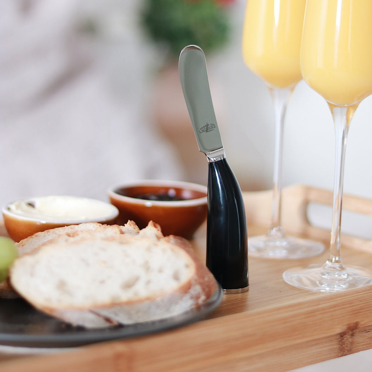 Forge de Laguiole Black Horn Tip Butter Knife