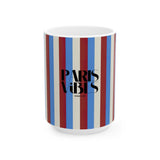 Paris Vibes Spark Joy Striped Ceramic Mug (11oz & 15oz)